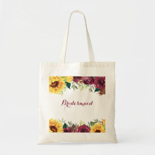 Bolsa Tote Watercolor Girassóis Flores Russas Bridesmaid Flor