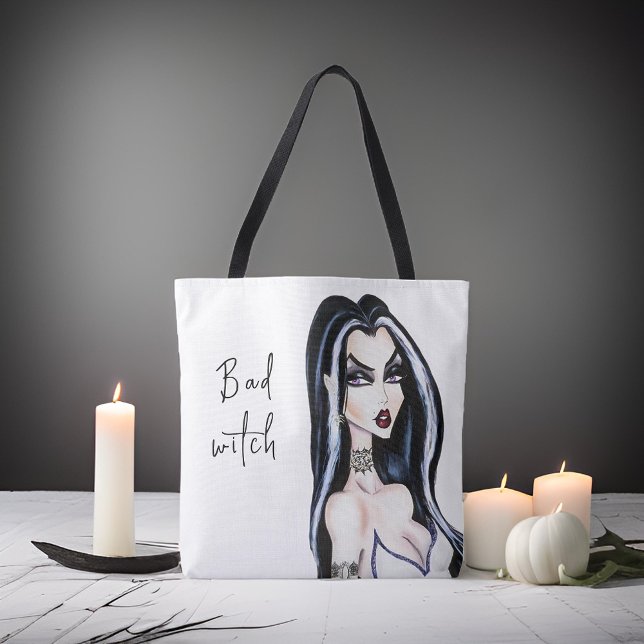 Bolsa Tote Watercolor Gothic Bad Witeen Halloween (Criador carregado)
