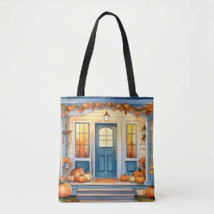 Bolsa Tote Watercolor Halloween Fall Pumpkins Autumn Leaves