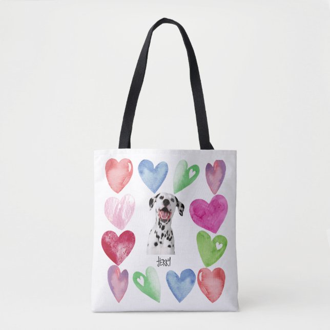 Bolsa Tote Watercolor Hearts Pet Love (Frente)