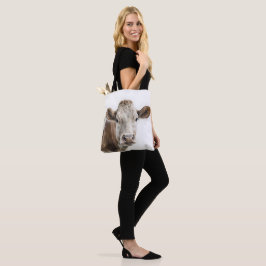 Bolsa Tote Watercolor Hereford Cow Portrait