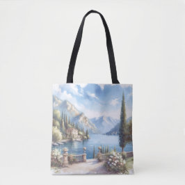 Bolsa Tote Watercolor Lake Como Itália Viagem de casamento ro