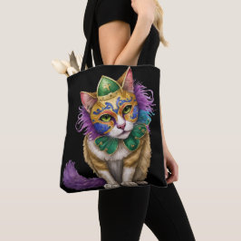 BOLSA TOTE WATERCOLOR MARDI GRAS CAT