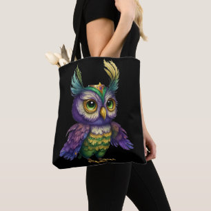 BOLSA TOTE WATERCOLOR MARDI GRAS OWL IRD