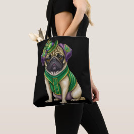 BOLSA TOTE WATERCOLOR MARDI GRAS PUG
