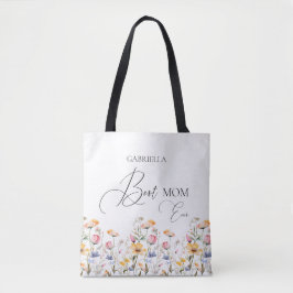 Bolsa Tote Watercolor Meadow Wildflower Melhor Mãe De Sempre