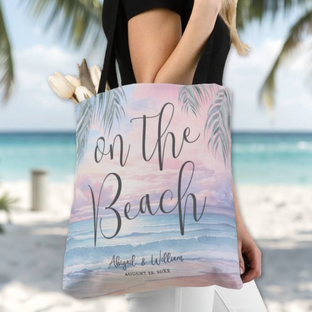 Bolsa Tote Watercolor On The Beach Wedding (Watercolor On The Beach Wedding Tote Bag )