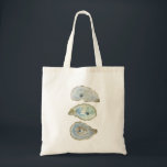 Bolsa Tote Watercolor Oysters<br><div class="desc">My original design of a watercolor oyster trio featuring soft coastal hues of blues and greens.</div>