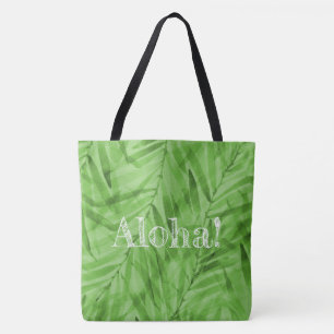 Bolsa Tote Watercolor Palms havaianos, reversível tropical