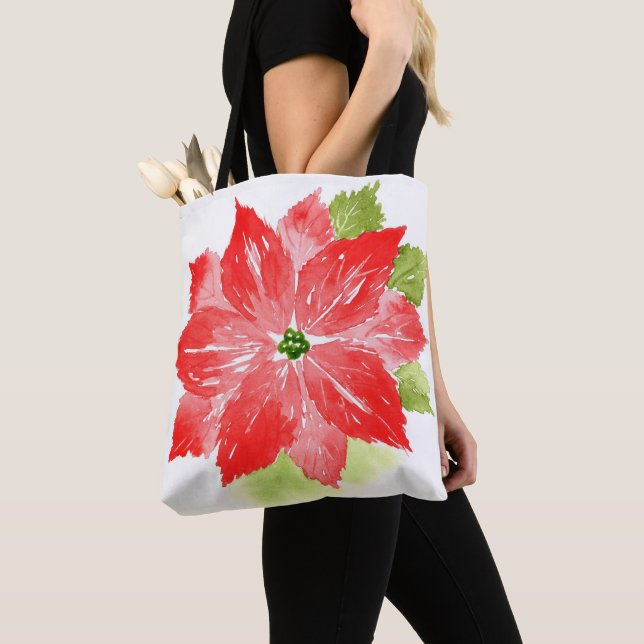 Bolsa Tote Watercolor Poinsettias (Close Up)