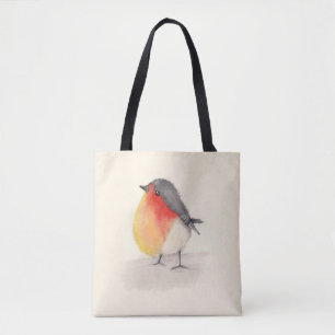 Bolsa Tote Watercolor Robin