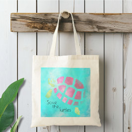Bolsa Tote Watercolor Salve as Tartarugas