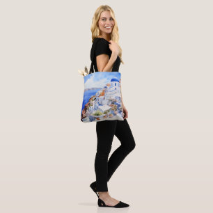 Bolsa Tote Watercolor Santorini