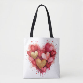 Bolsa Tote Watercolor Valentine Day Heart