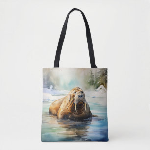 Bolsa Tote Watercolor Walrus Ártico
