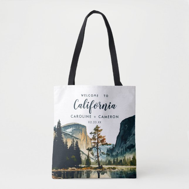 Bolsa Tote Watercolor Welcome to California Wedding Welcome (Frente)