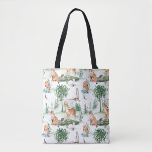 Bolsa Tote Watercolor Woodland Baby Animal Patterno