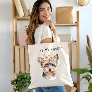 Bolsa Tote Watercolor Yorkie Girl I Love my Yorkie