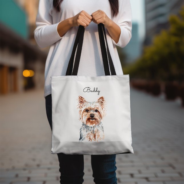 Bolsa Tote Watercolor Yorkie personalizado (Criador carregado)