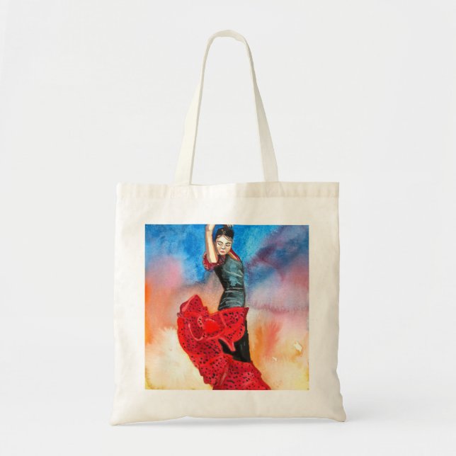 Bolsa Tote Watercolour do DANÇARINO do FLAMENCO (Frente)