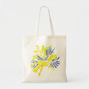 Bolsa Tote Wattle Mimosa yellow flower art Austrália