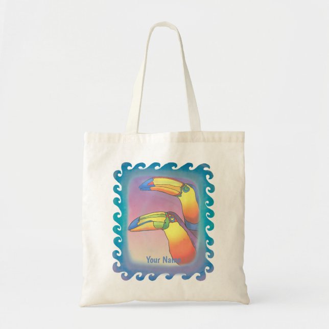 Bolsa Tote Wavy Two Toucans  (Frente)