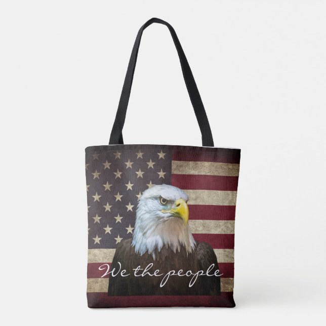 Bolsa Tote We The People American Flag Bald Eagle  (Verso)