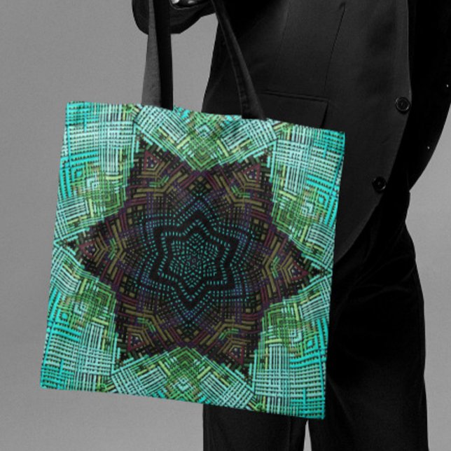 Bolsa Tote Weave Mandala Verde Azul e Roxo (Criador carregado)