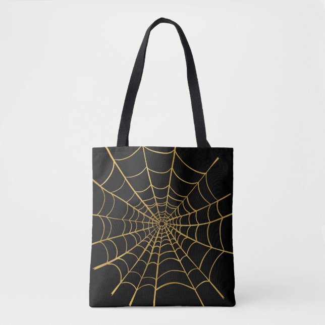Bolsa Tote Web de Aranha Dourada e Negra (Frente)