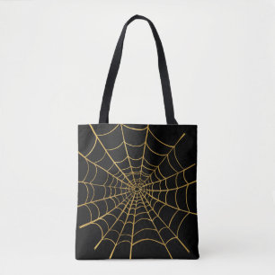 Bolsa Tote Web de aranha Dourado e preta