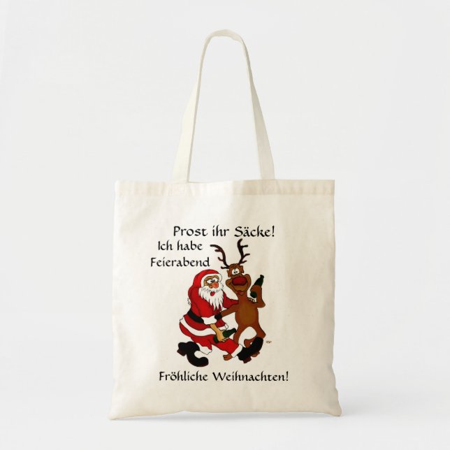 Bolsa Tote Weihnachtsmann mit Elch (Frente)