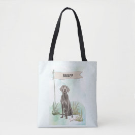 Bolsa Tote Weimaraner Aquarela Cachorro Personalizado