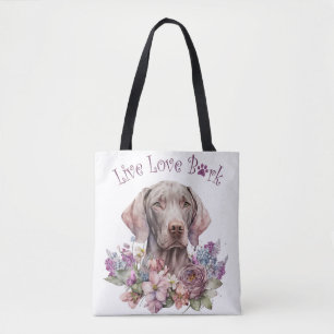 Bolsa Tote Weimaraner Cachorro Mãe Floral