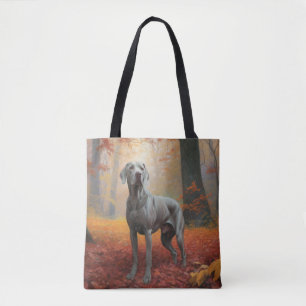 Bolsa Tote Weimaraner no Outono Folhas Caídas Inspiram
