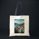 Bolsa Tote Wellington New Zelândia Viagem Art Vintage<br><div class="desc">Wellington retro vetor viagem design. Wellington,  a capital da Nova Zelândia,  fica perto do ponto mais meridional da ilha do Norte no estreito de Cook.</div>