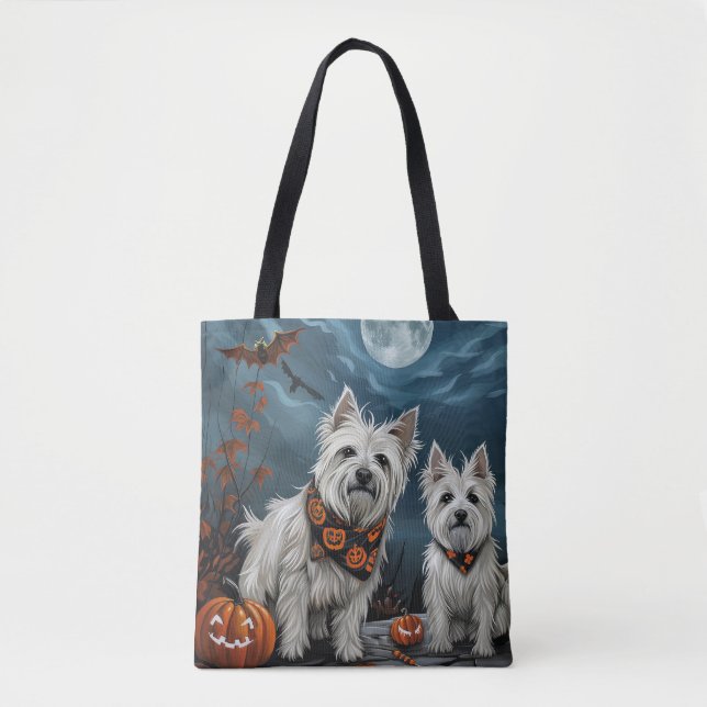 Bolsa Tote West Highland Halloween Assustador (Frente)