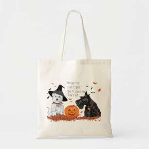 Bolsa Tote Westie e Scottie no Halloween