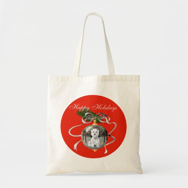 Bolsa Tote Westie em um enfeite de Natal (Frente)
