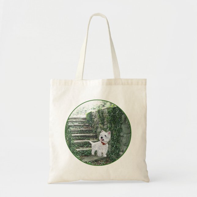 Bolsa Tote Westie nos Degraus de Hera (Frente)