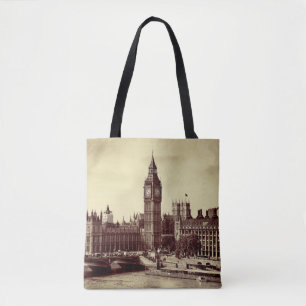 Bolsa Tote Westminster de Londres com Big Ben e ponte. velho,