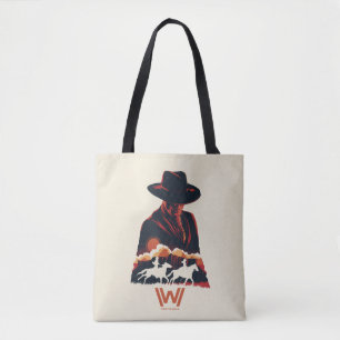 Bolsa Tote Westworld Homem na Silhueta do Deserto Negro