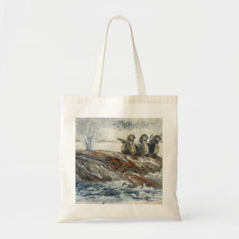 Bolsa Tote Whale Riders Whimsical Whale and Penguin Ocean