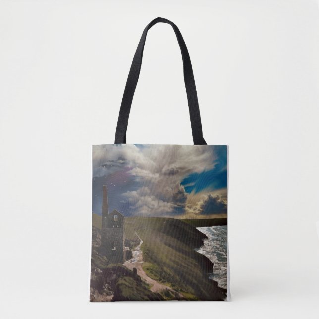 Bolsa Tote Wheal Coates Cornwall com céu surreal (Frente)