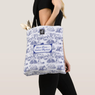 Bolsa Tote WHEATEN Terrier Blue Toile w/Customization