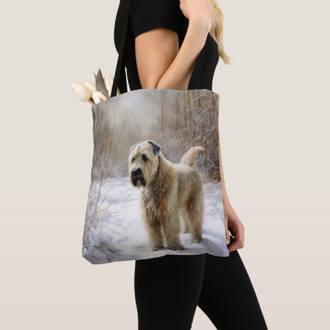 Bolsa Tote Wheaten Terrier Deixe-o nevar no Natal (Close Up)