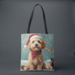 Bolsa Tote Wheaten Terrier Dog Christmas Vintage Beach<br><div class="desc">Traga o calor dos feriados para a costa com esta charmosa design inspirada na vintagem, que apresenta um cão festivo sentado numa praia serena. Com um clássico toque de feriado de tons nostálgicos e vibrações costeiras, esta trabalho de arte captura a magia do Natal pelo mar. Perfeito para espalhar alegria...</div>