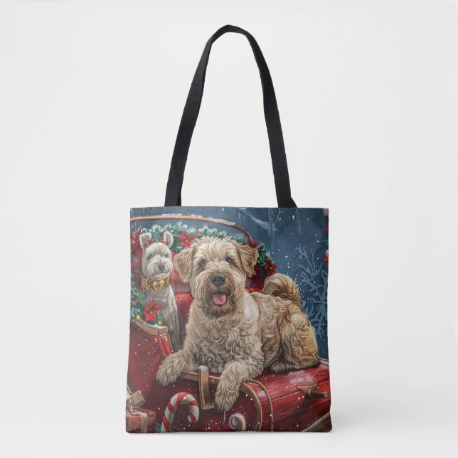 Bolsa Tote Wheaten Terrier Dog Natal Festivo (Frente)