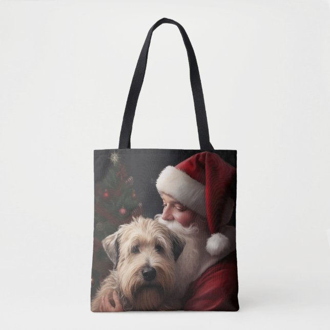 Bolsa Tote Wheaton Terrier com Papai Noel Natal Festivo (Frente)