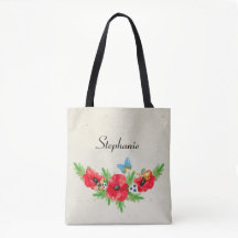 Whimsage Red Poppy Watercolor Com Nome