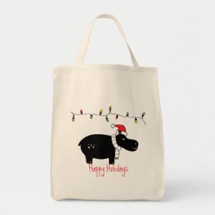 Bolsa Tote Whimsic Christmas Hippo